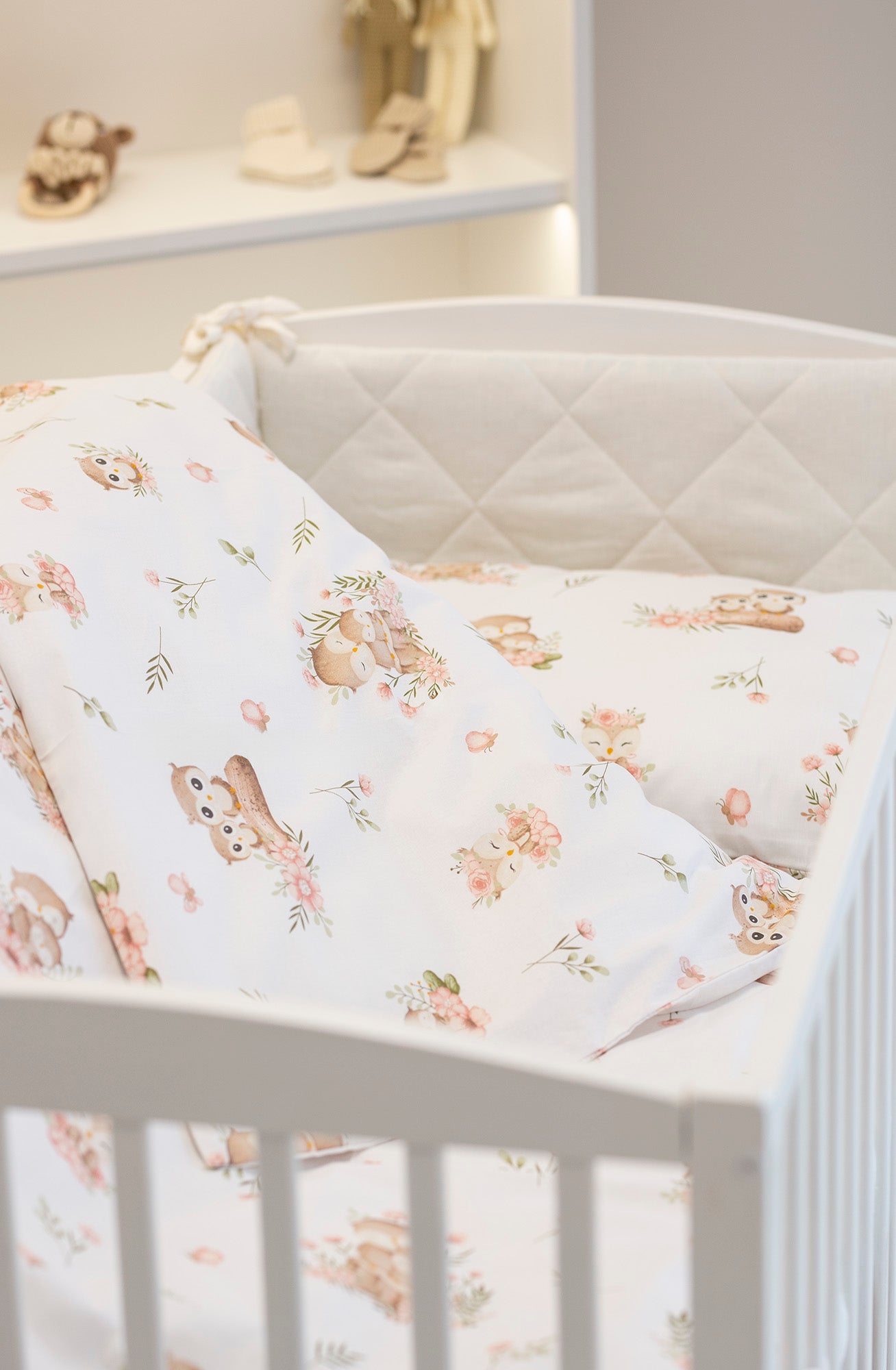 Medvilnės drobelės patalynė "Žiedų pelėdos"