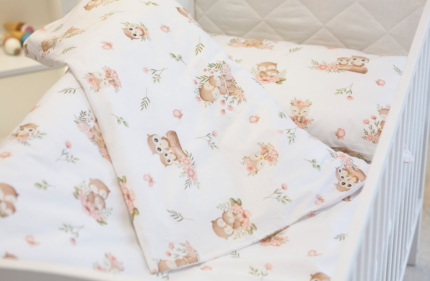 Medvilnės drobelės patalynė "Žiedų pelėdos"