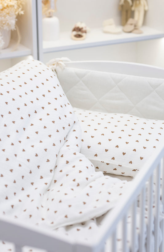 Muslino patalynė "Kakavinės širdelės"