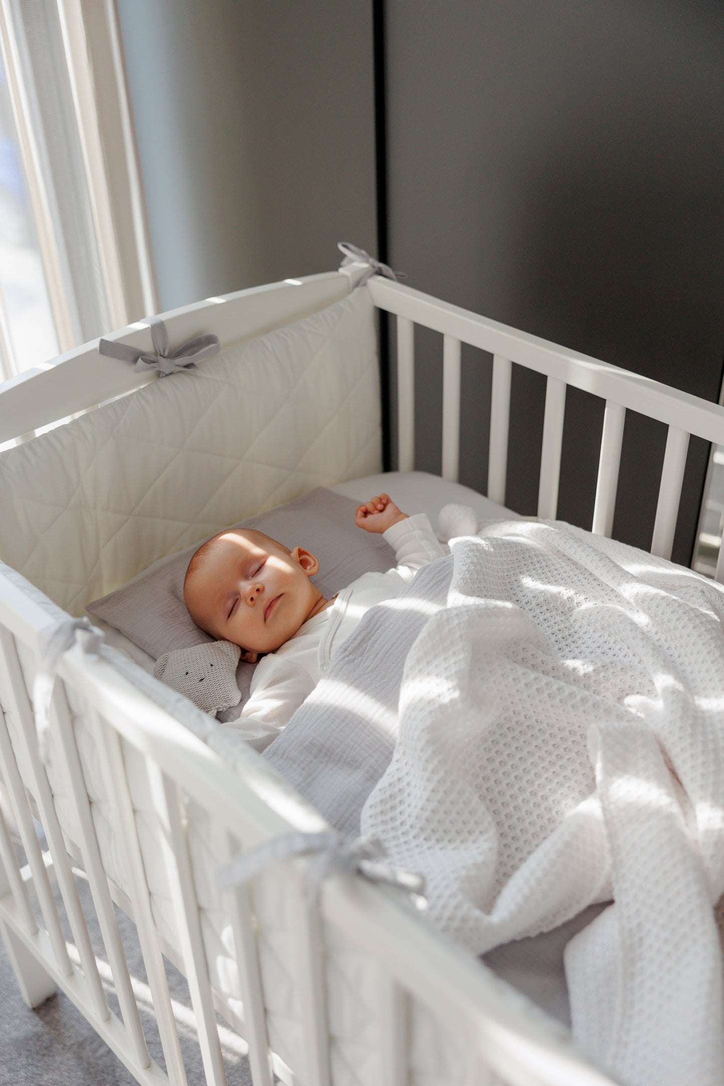 Checkered pattern cotton blanket "White"