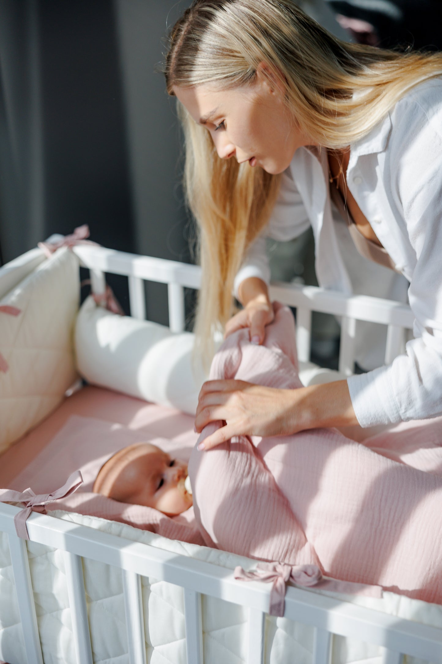 Muslin bed covers "Ash pink"