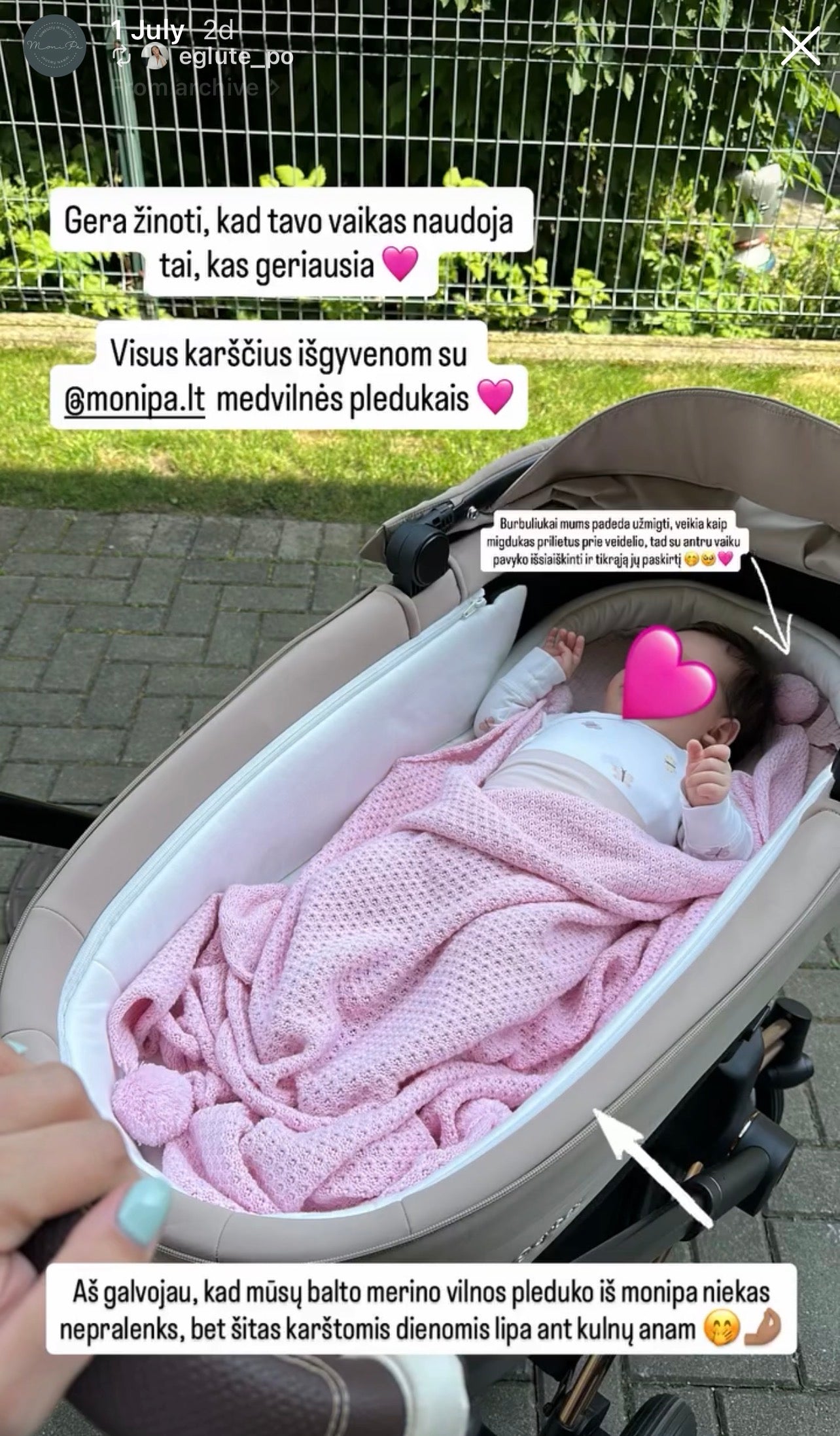 Medvilninis pledukas koriuko rašto su burbuliukais "Rožinis"
