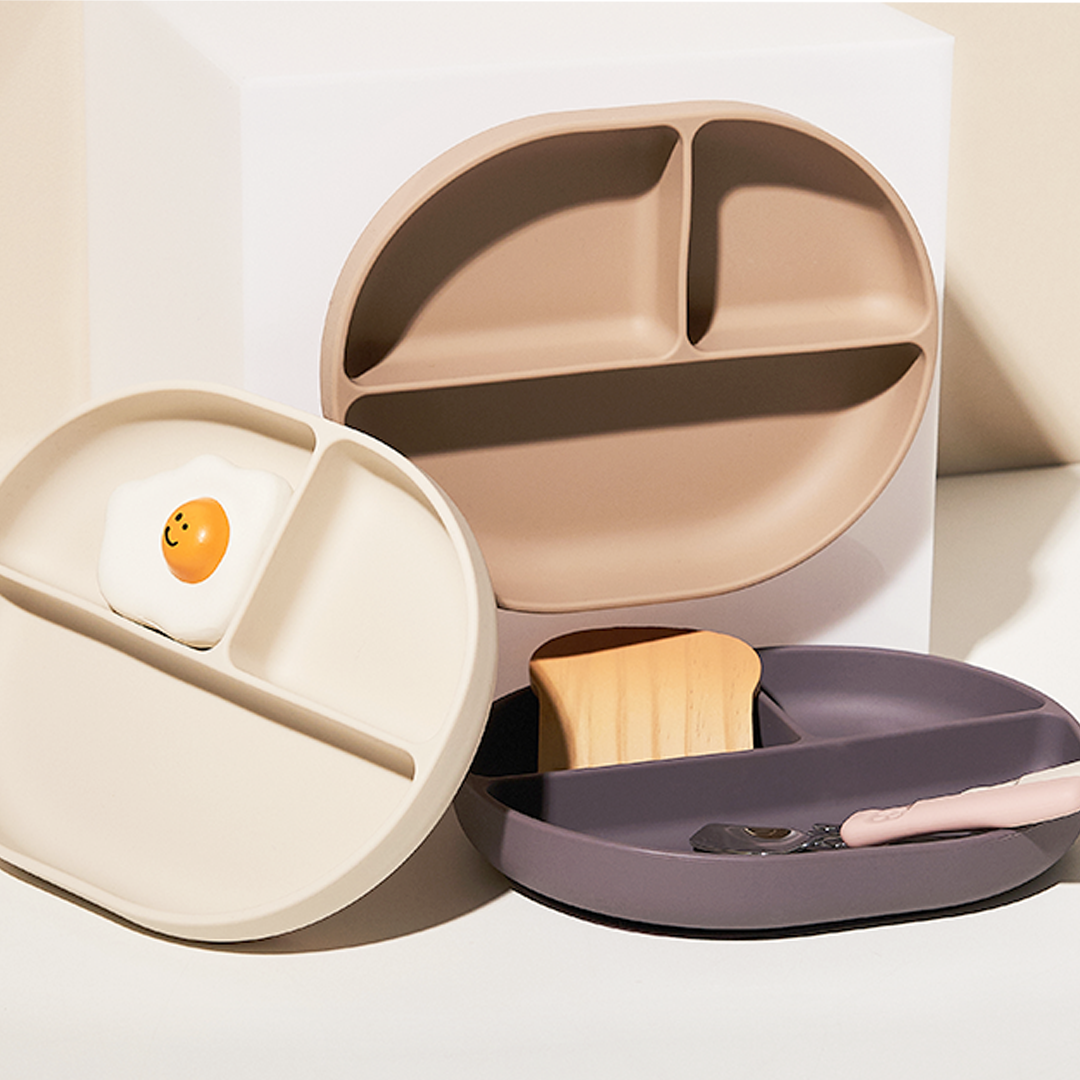 Mother-K Silikoninė prilimpanti lėkštė su skyreliais, nuo 6 mėn.