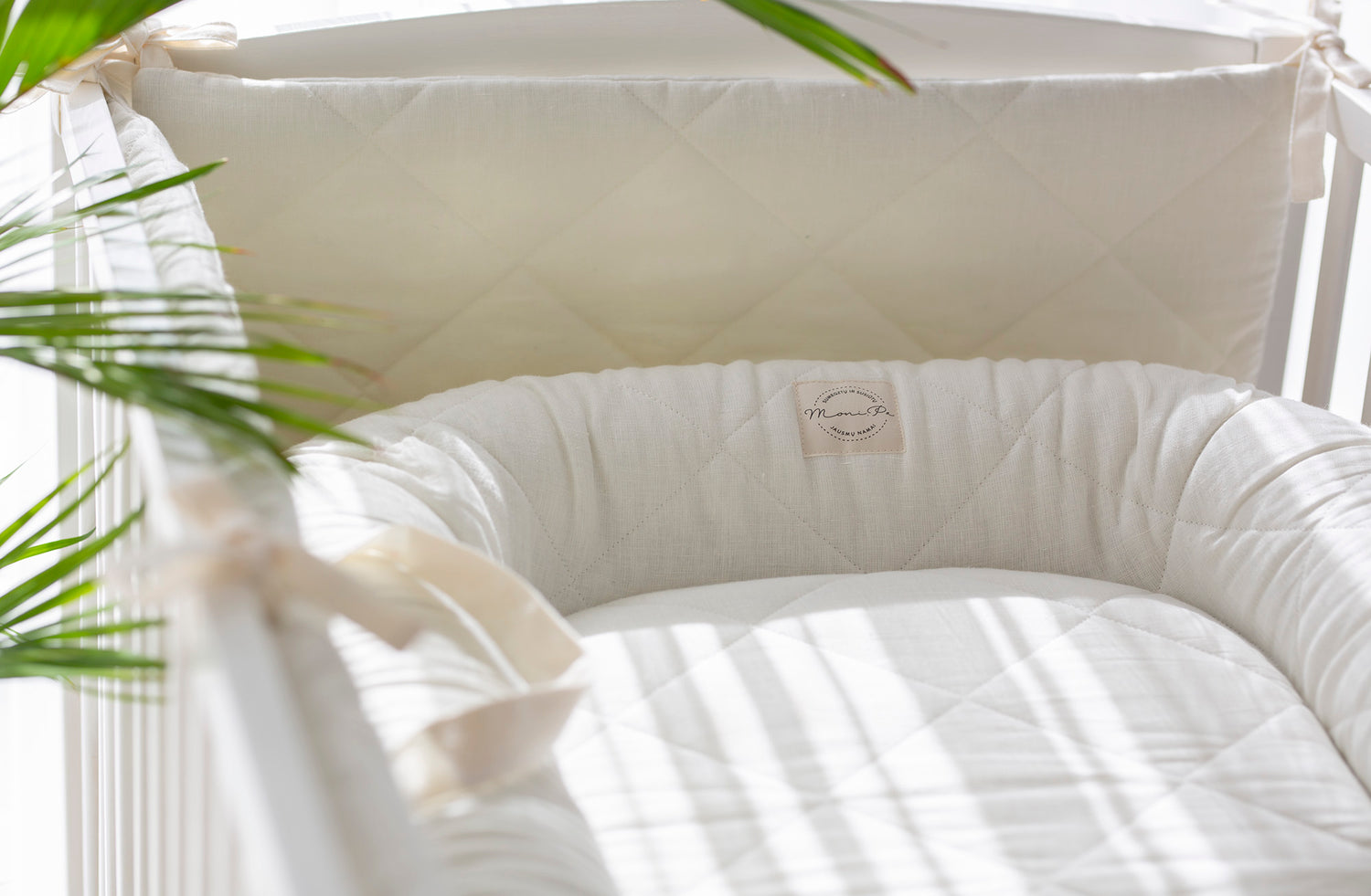 Premium 100% lino lizdelis - gultelis kūdikiams su tvirtu pagrindu "SILEA"