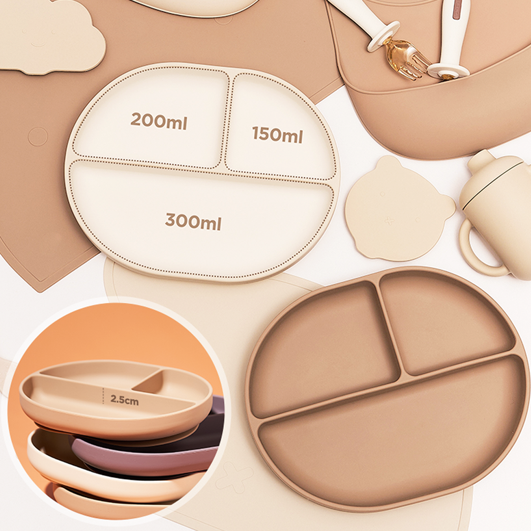 Mother-K Silikoninė prilimpanti lėkštė su skyreliais, nuo 6 mėn.