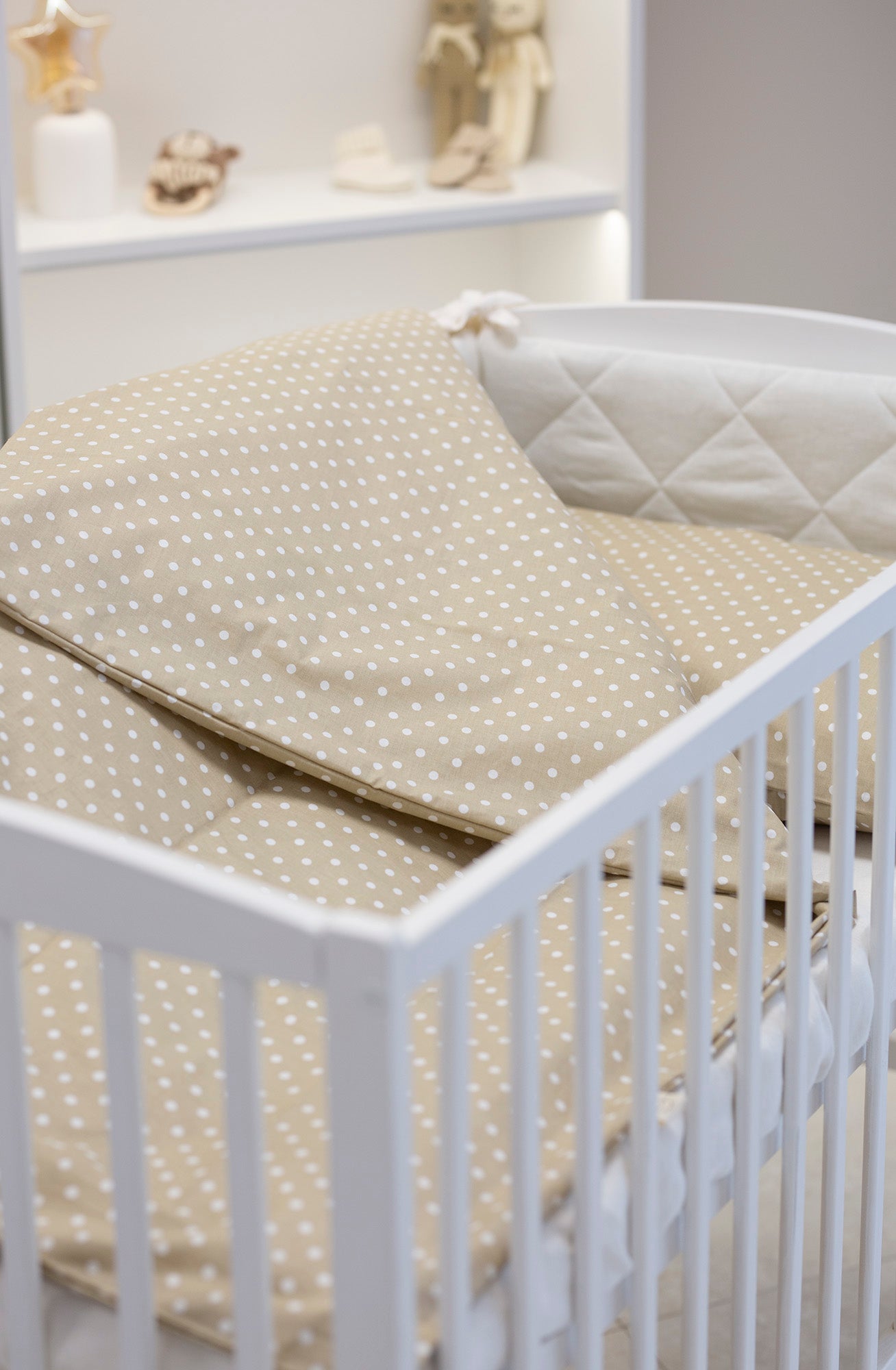 Medvilnės drobelės patalynė "Žirneliai", ruda ir balta