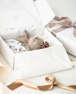 Dovanų rinkinys kūdikiams ir naujagimiams "Zuikutis ir merliukas"