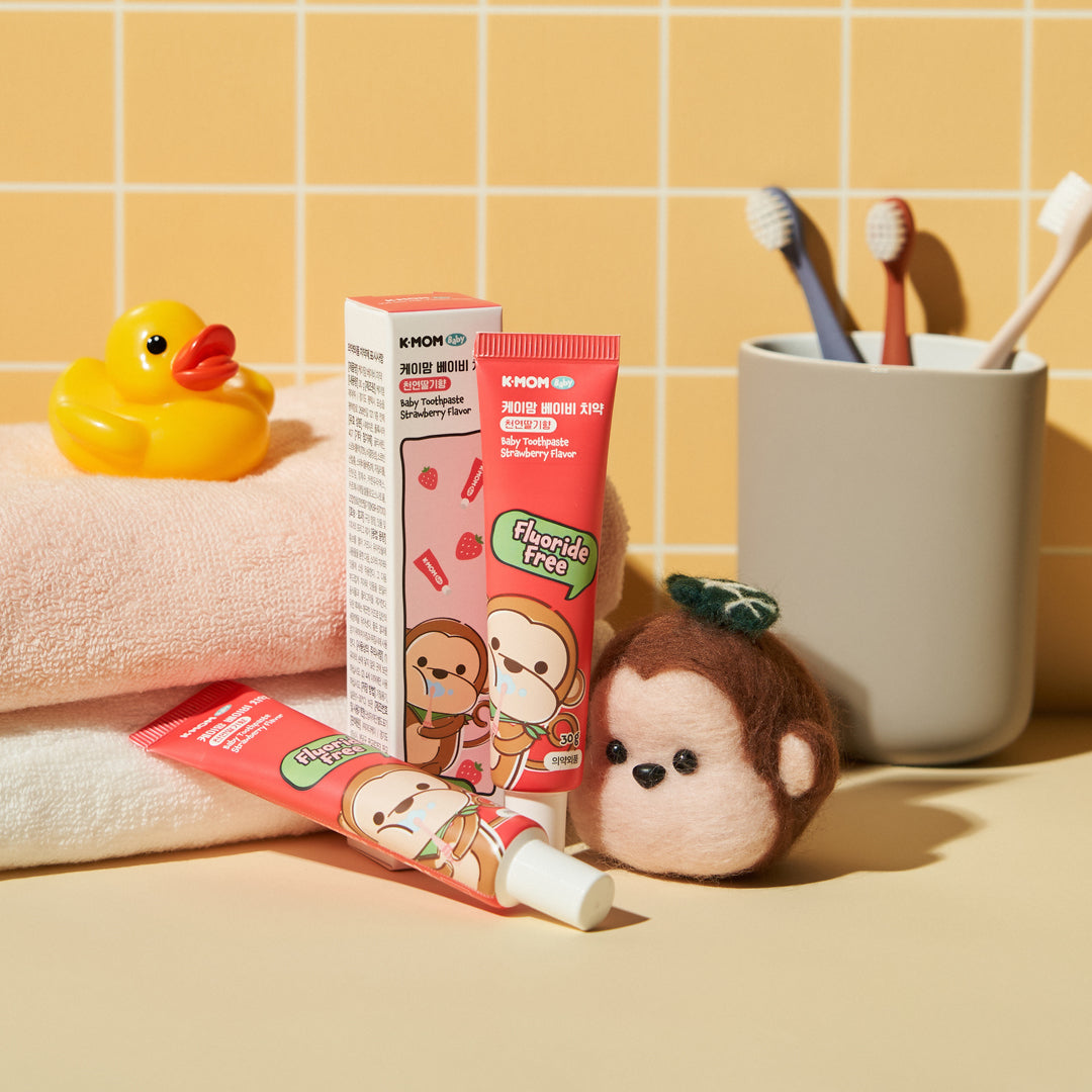 K-MOM dantų pasta vaikams be fluoro, braškių skonio, 30 g.
