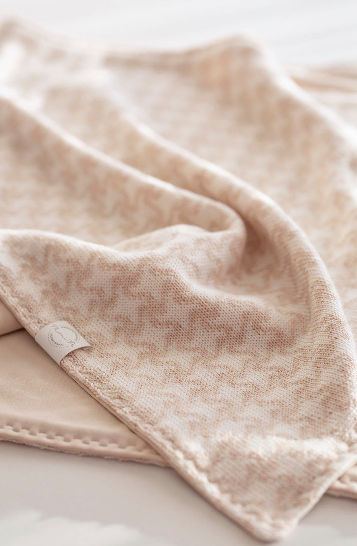 Dvipusis 100% merino vilnos pledukas "Pied-de-poule Crème"