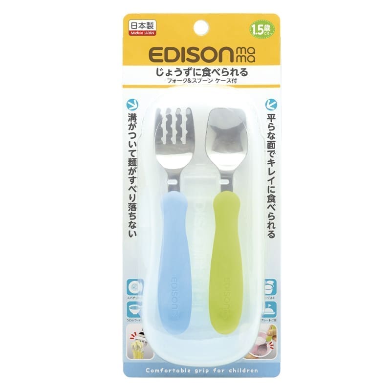 EDISONmama Stalo įrankiai, nuo 18 mėn. su dėklu KIWI/SKY