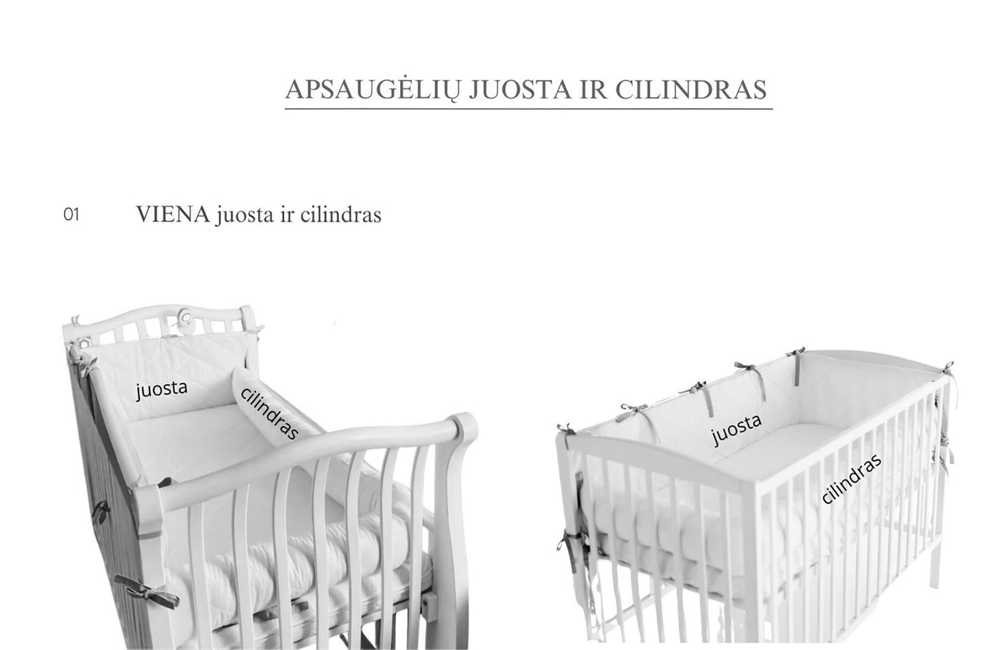 Crib protectors "Light gray with white laces"