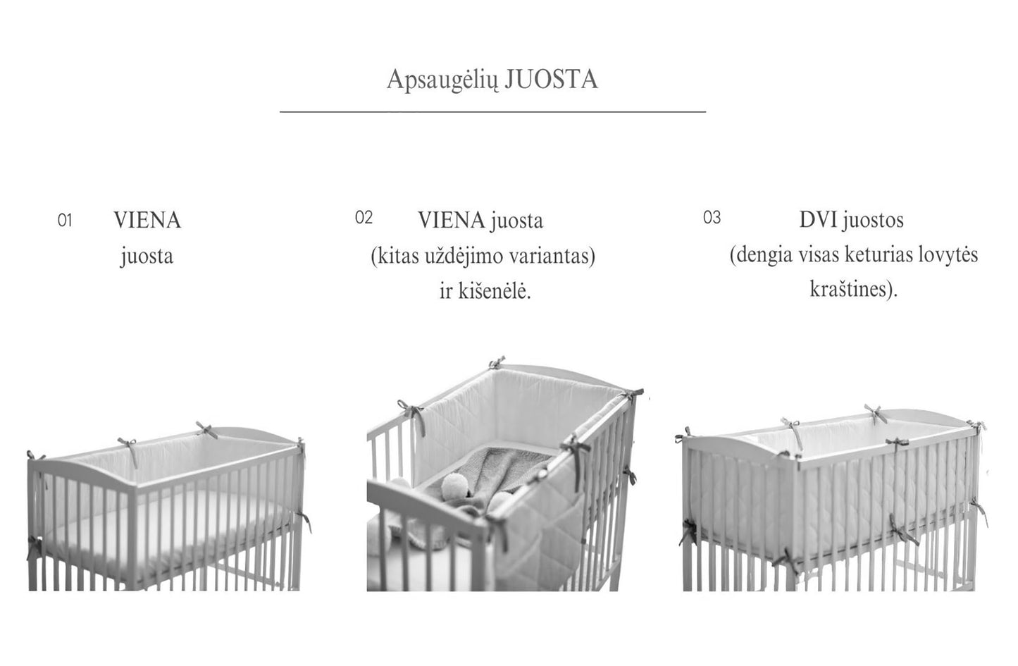 Crib protectors "Light gray with white laces"