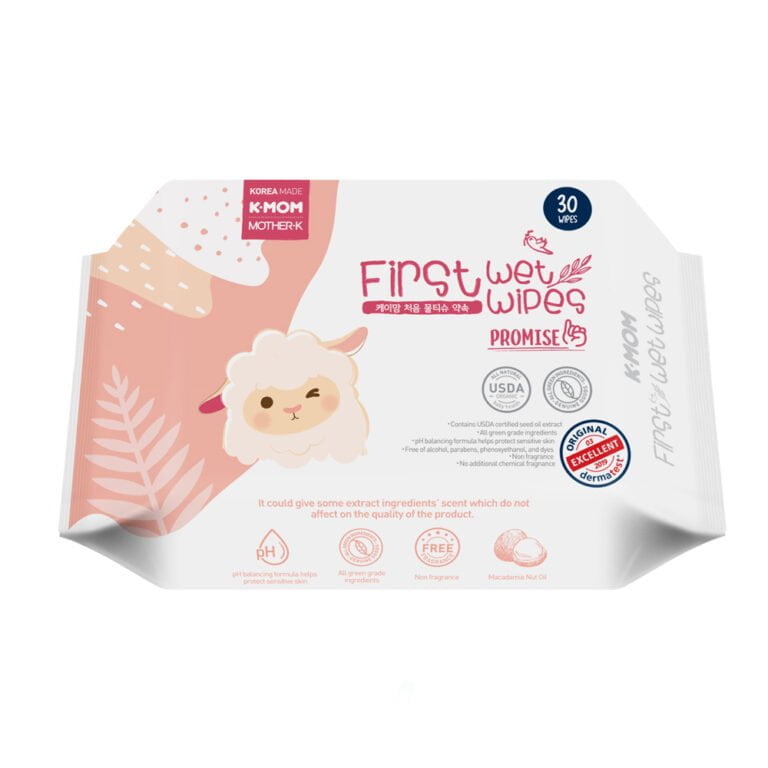 K-MOM Organiškos drėgnos servetėlės “Avelė”, 30 vnt.