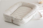 Premium 100% lino lizdelis - gultelis kūdikiams su tvirtu pagrindu "ALBA"