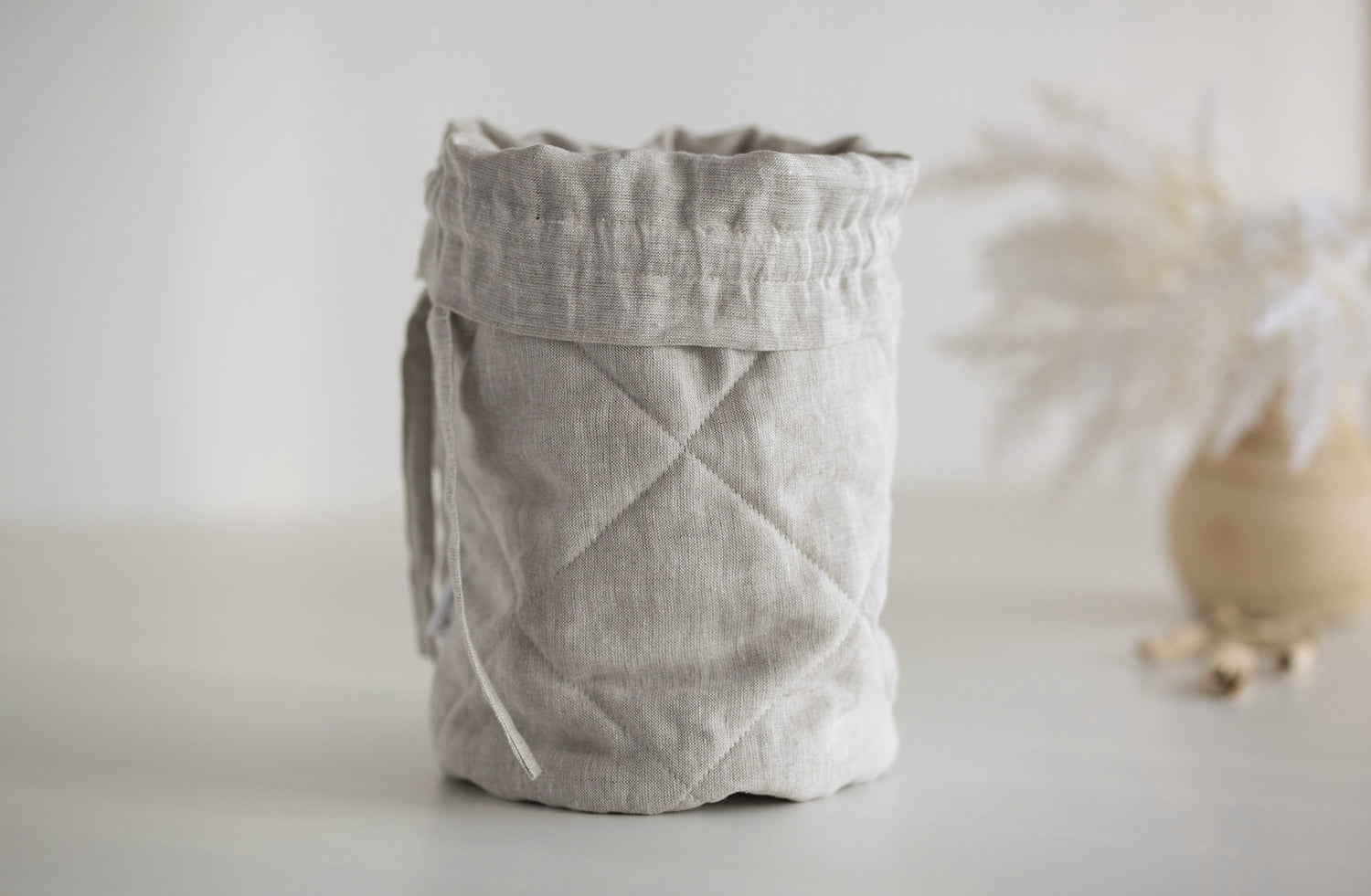 Daugkartinio naudojimo užrišamas maišelis iš 100% lino
