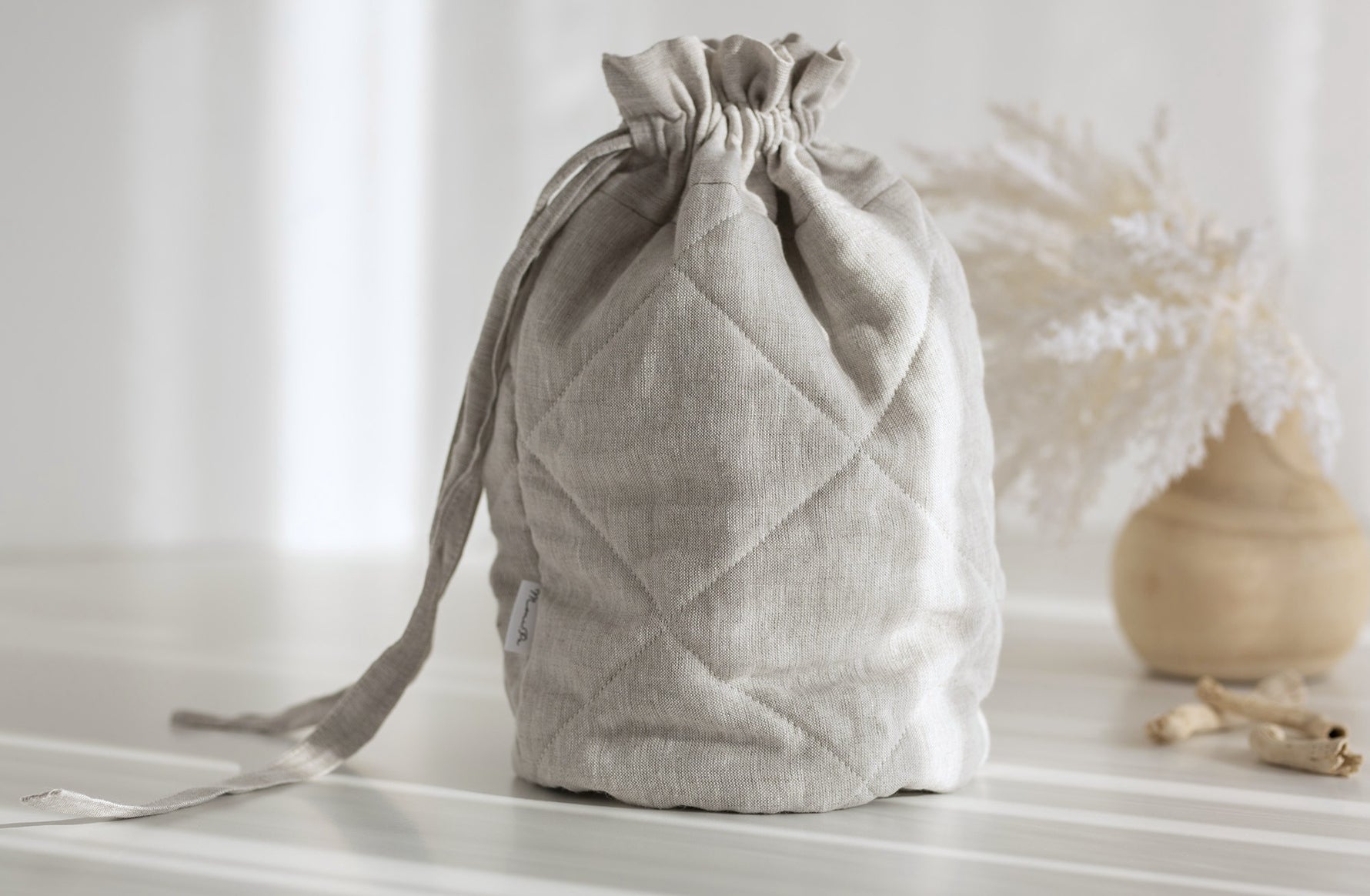 Daugkartinio naudojimo užrišamas maišelis iš 100% lino