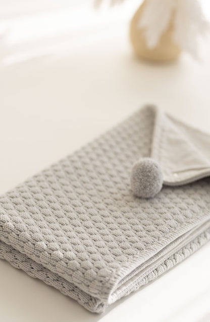 Double-sided merino wool blanket "Gray with gray fabric"