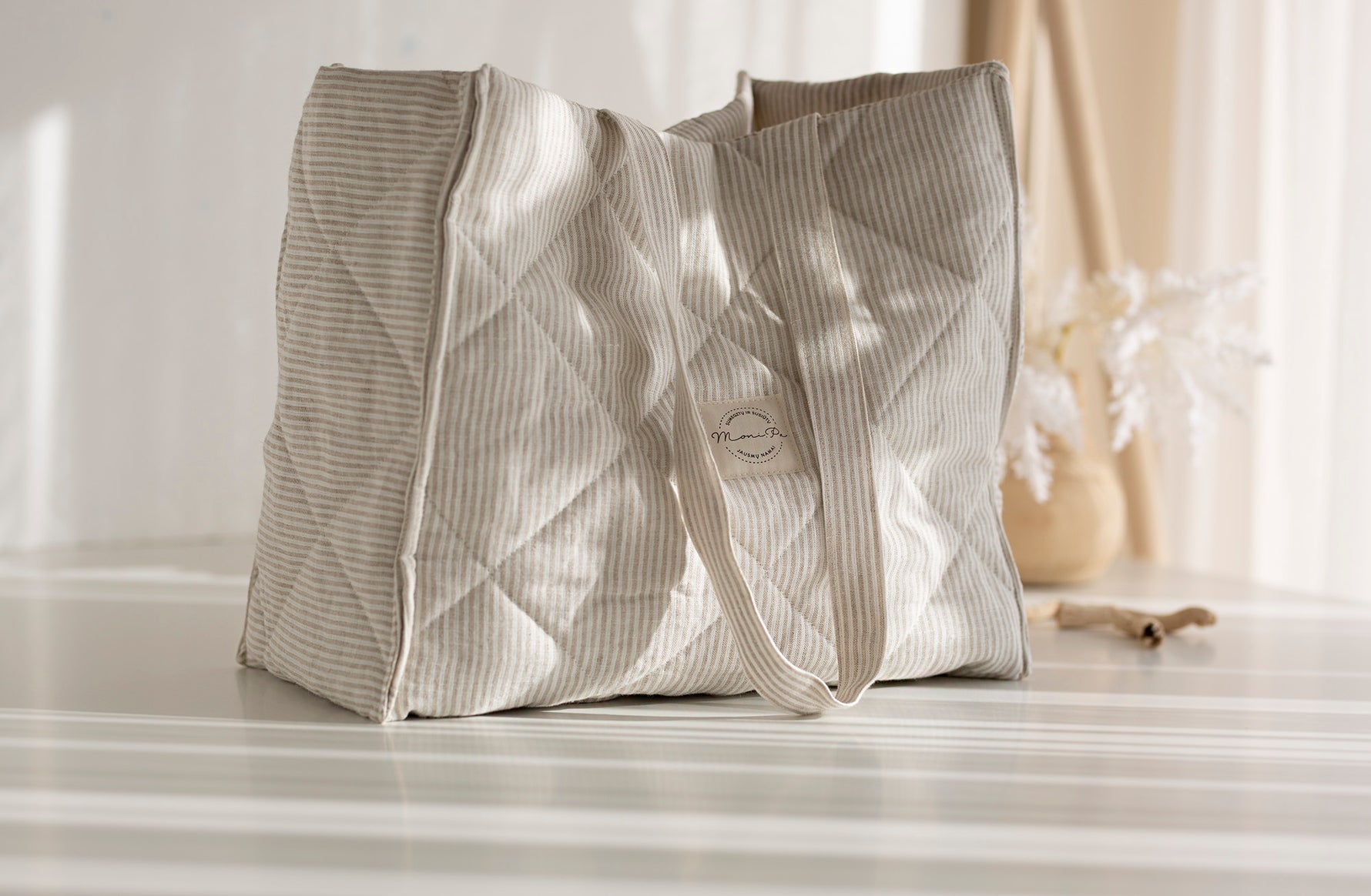 Premium 100% lino rankinė - krepšys moterims "ALBA"