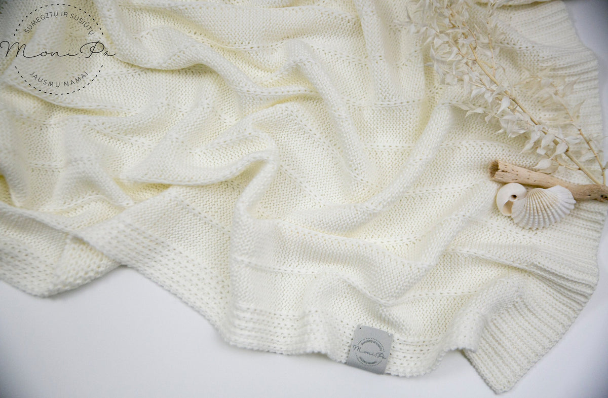  Merino vilnos pledukas kūdikiams ir vaikams "Pieno baltumo"